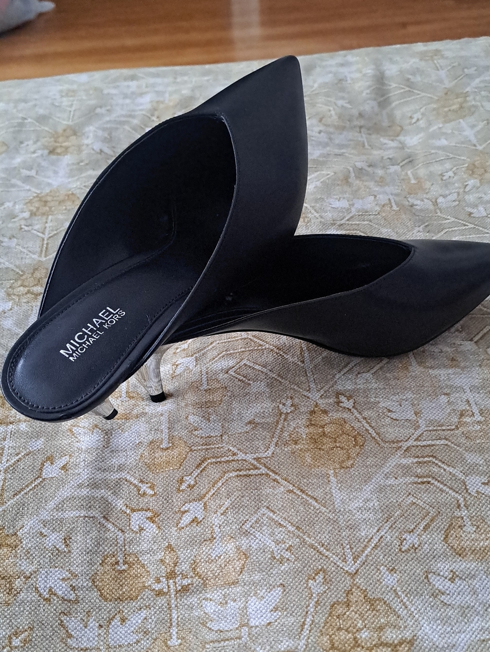 MICHAEL Michael Kors Black Pointed Kitten Heel Mules